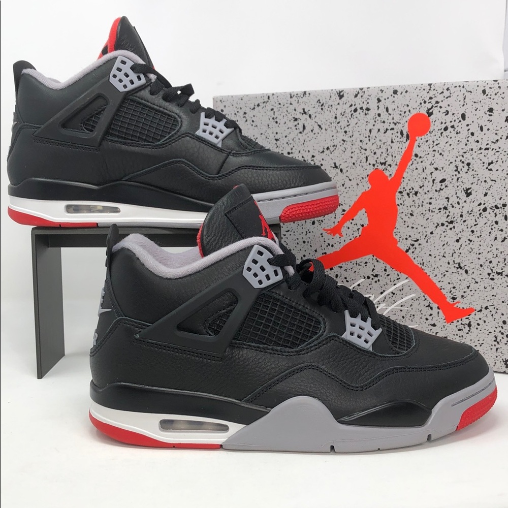 Air Jordan 4 Retro Bred Reimagined FV5029-006 Black Fire Red Sneakers- Size 8.5 - Picture 1 of 14